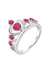 tiny silver heart crown july birthstone baby ring